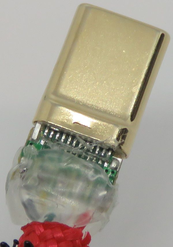 Image of a DIY USB Type C cable with hotglue, as strain relief and protecion.